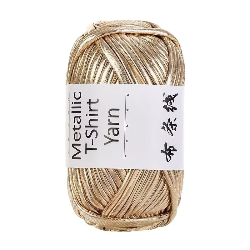 3PCS 300g Metallic T-shirt Yarn, Fabric Strip Handmade DIY Woven Crochet Bag Acrylic Blended Yarn No Pilling