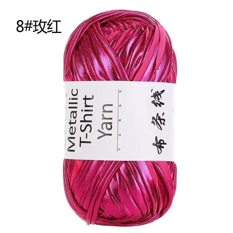 3PCS 300g Metallic T-shirt Yarn, Fabric Strip Handmade DIY Woven Crochet Bag Acrylic Blended Yarn No Pilling