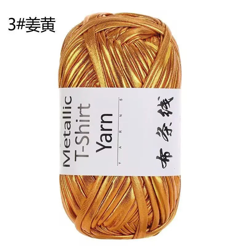 3PCS 300g Metallic T-shirt Yarn, Fabric Strip Handmade DIY Woven Crochet Bag Acrylic Blended Yarn No Pilling