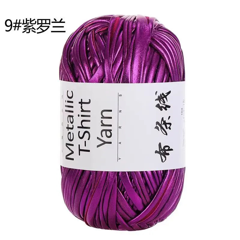 3PCS 300g Metallic T-shirt Yarn, Fabric Strip Handmade DIY Woven Crochet Bag Acrylic Blended Yarn No Pilling