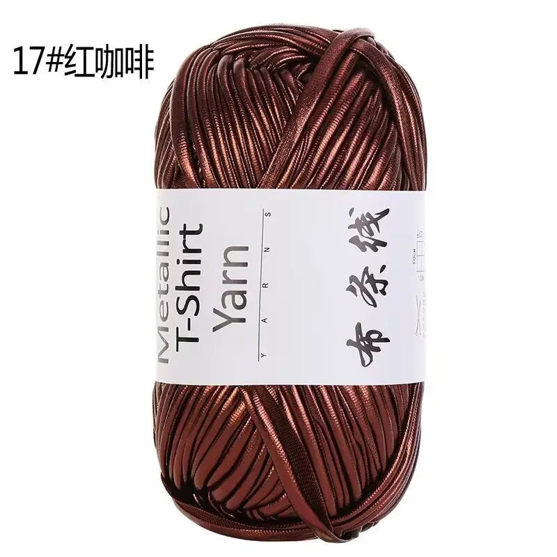3PCS 300g Metallic T-shirt Yarn, Fabric Strip Handmade DIY Woven Crochet Bag Acrylic Blended Yarn No Pilling