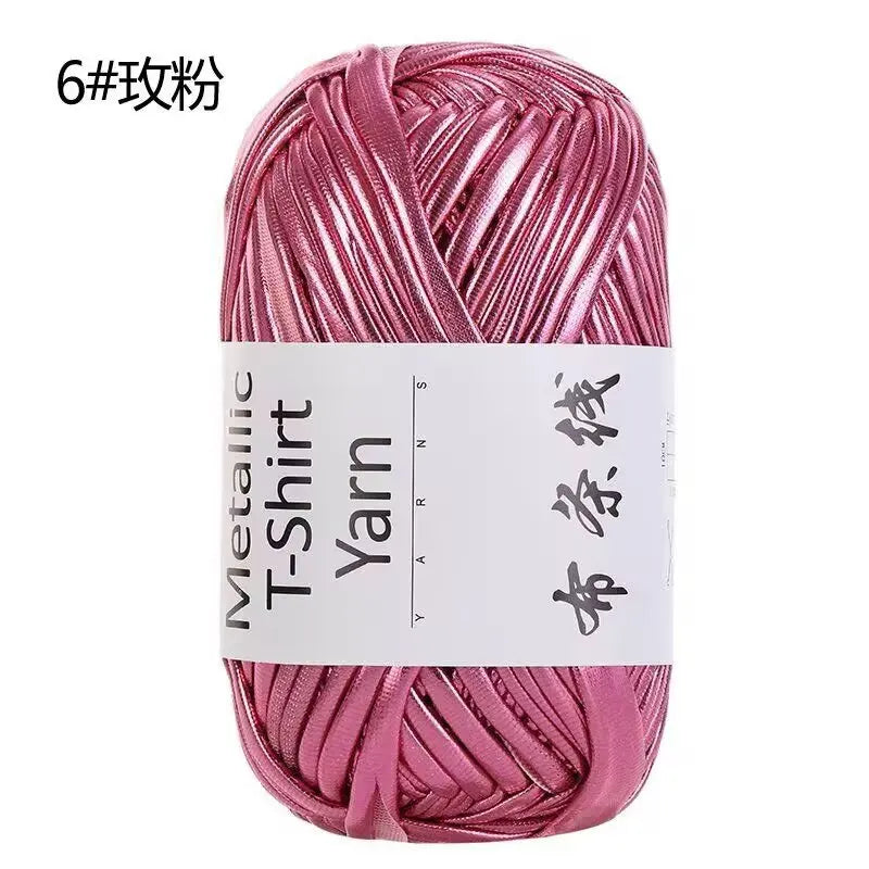 3PCS 300g Metallic T-shirt Yarn, Fabric Strip Handmade DIY Woven Crochet Bag Acrylic Blended Yarn No Pilling