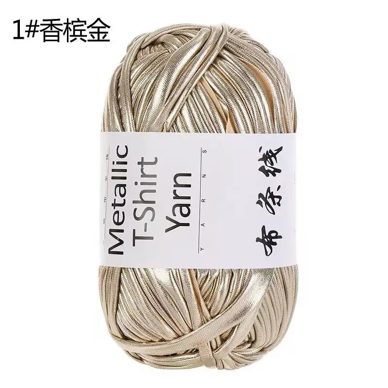 3PCS 300g Metallic T-shirt Yarn, Fabric Strip Handmade DIY Woven Crochet Bag Acrylic Blended Yarn No Pilling