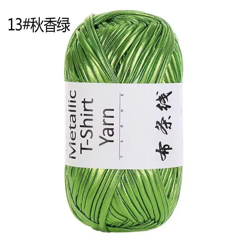 3PCS 300g Metallic T-shirt Yarn, Fabric Strip Handmade DIY Woven Crochet Bag Acrylic Blended Yarn No Pilling