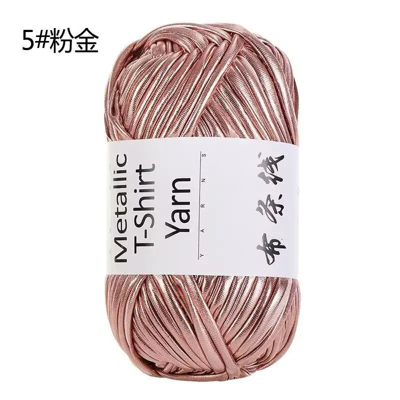 3PCS 300g Metallic T-shirt Yarn, Fabric Strip Handmade DIY Woven Crochet Bag Acrylic Blended Yarn No Pilling