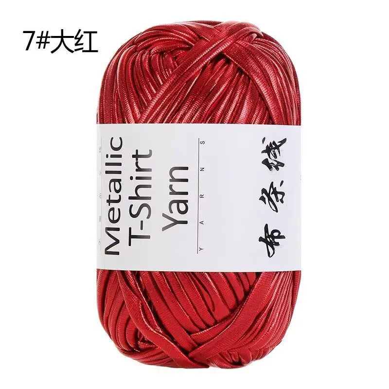 3PCS 300g Metallic T-shirt Yarn, Fabric Strip Handmade DIY Woven Crochet Bag Acrylic Blended Yarn No Pilling