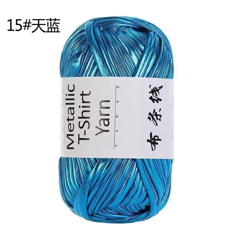 3PCS 300g Metallic T-shirt Yarn, Fabric Strip Handmade DIY Woven Crochet Bag Acrylic Blended Yarn No Pilling