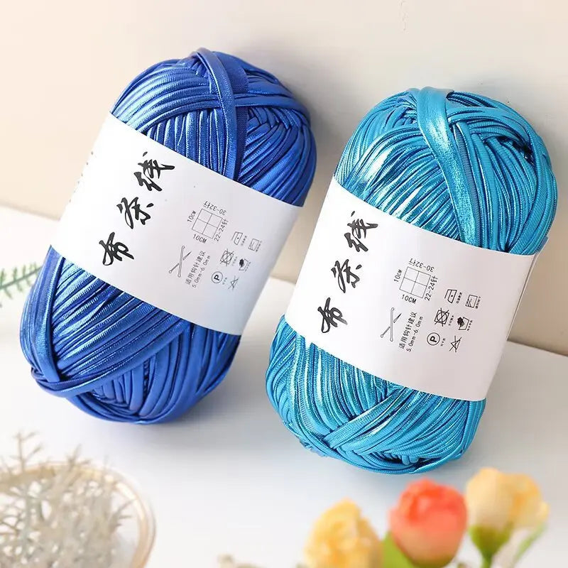 3PCS 300g Metallic T-shirt Yarn, Fabric Strip Handmade DIY Woven Crochet Bag Acrylic Blended Yarn No Pilling