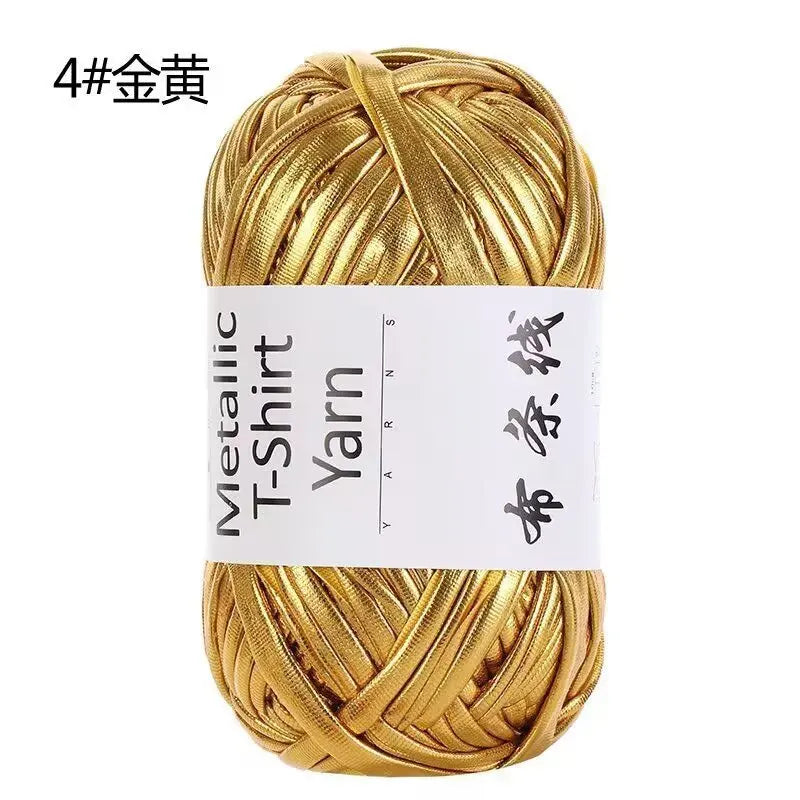 3PCS 300g Metallic T-shirt Yarn, Fabric Strip Handmade DIY Woven Crochet Bag Acrylic Blended Yarn No Pilling