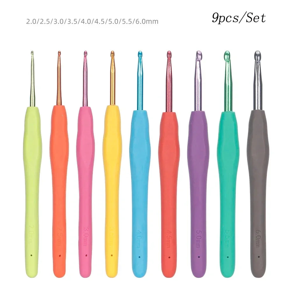 9-Piece Crochet Hook Set 2mm–6mm | Random Color|Crochet Needles for Beginners and Experienced Crafters