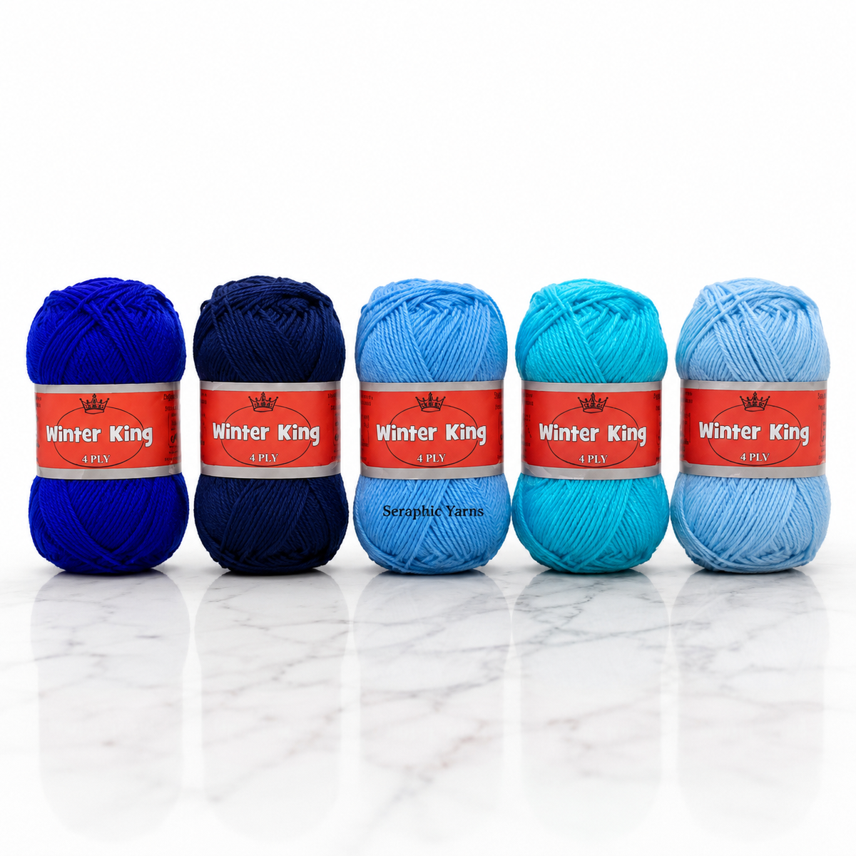 Winter King 4 Ply Yarn – Sapphire Tide Collection | 250g Medium-Thin Acrylic Yarn